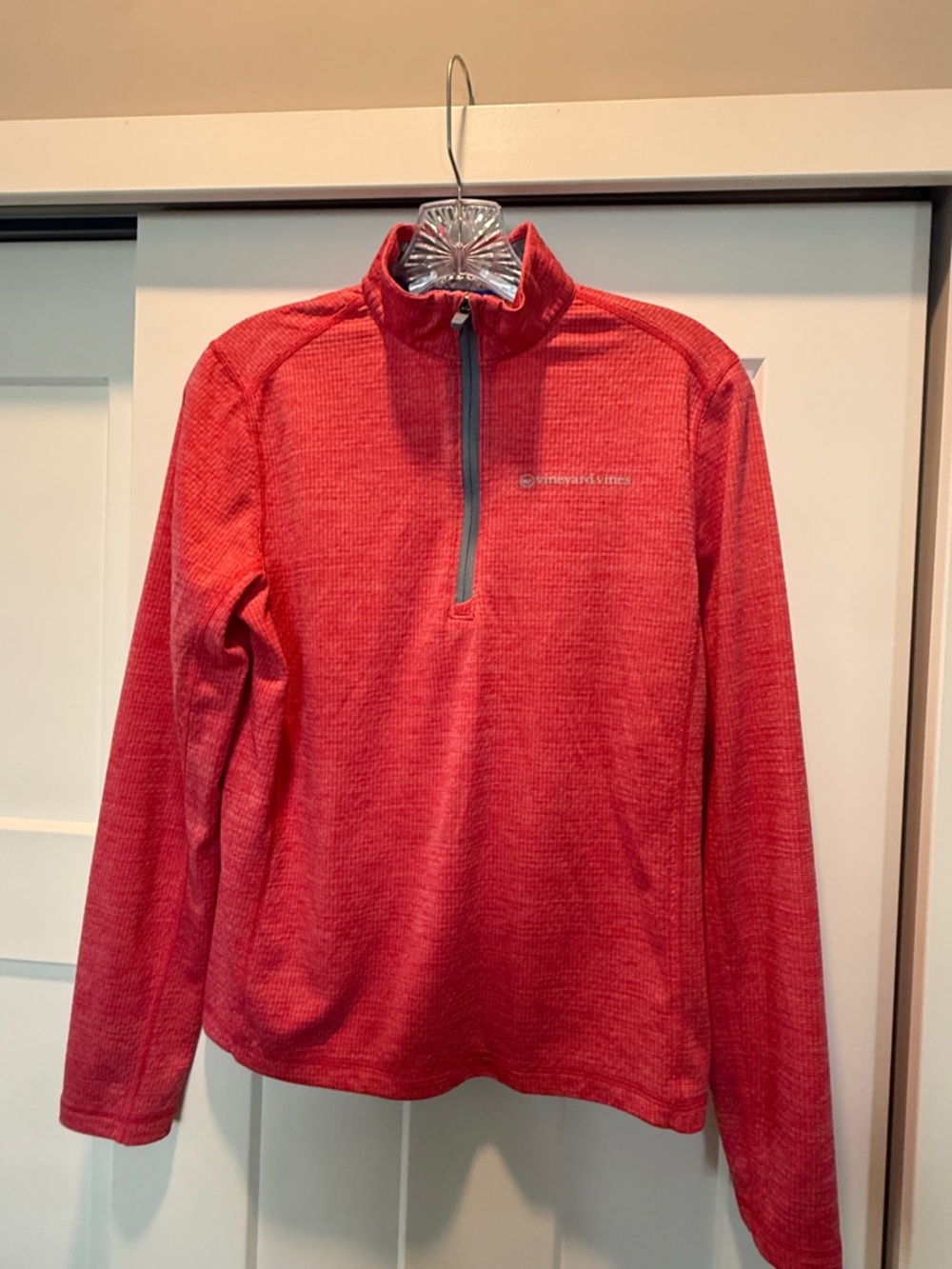 Vineyard Vines Red Sankaty Quarter-Zip Pullover-size L (16)